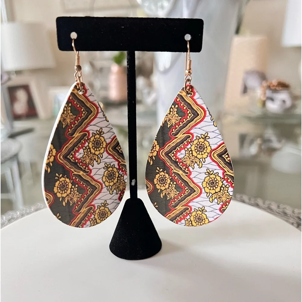 Bold Mosaic Teardrop Statement Earrings